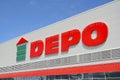 Depo construction store logo on a building Royalty Free Stock Photo