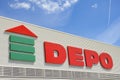 Depo construction store logo on a building Royalty Free Stock Photo