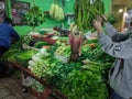 Depok,indonesia- february ,11th 2001: Vegetables on display at traditional market.