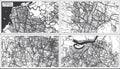 Depok, Malang, Makassar and Jambi Indonesia City Maps in Black and White Color