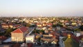 Aerial view of small crowded city in the afternoon Royalty Free Stock Photo