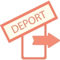 Deport stamp and door exit icon flat vector Royalty Free Stock Photo