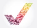 Deposit check mark word cloud collage, business concept background Royalty Free Stock Photo