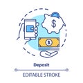 Deposit concept icon. Savings investments. Casino deposit bonus idea thin line illustration. Digital wallet payment