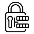 Deposit room padlock icon, outline style