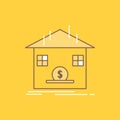 Deposit, safe, savings, Refund, bank Flat Line Filled Icon. Beautiful Logo button over yellow background for UI and UX, website or Royalty Free Stock Photo