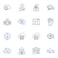 Depository line icons collection. Vault, Storage, Safekeeping, Holding, Preservation, Custody, Security vector and