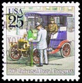 Depot-hack Type Automobile, 20th UPU Congress Issue: Traditional Mail Delivery serie, circa 1989 Royalty Free Stock Photo