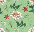 Flower tropic branches and leaves pattern