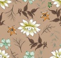 Flower tropic branches and leaves pattern