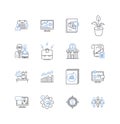 Depreciation line icons collection. Obsolescence, Deterioration, Decline, Wear, Erosion, Dwindle, Decay vector and