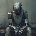 Depresed robot, created with generative AI Royalty Free Stock Photo