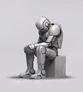 Depresed robot, created with generative AI Royalty Free Stock Photo