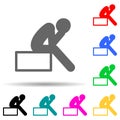 Depress, sad, man multi color style icon. Simple glyph, flat of man sitting on icons for ui and ux, website or mobile