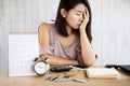 Depressed Asian woman having problem bankruptcy, credit card debt Royalty Free Stock Photo