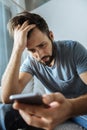 Depressed bearded man feeling unhappy Royalty Free Stock Photo