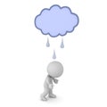 Depressed 3D Character with raincloud above him