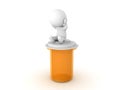 Depressed 3D Character sitting on anti depressant bottle Royalty Free Stock Photo