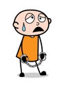 Depressed Face - Cartoon Prisoner Vector Illustration