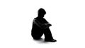Depressed female silhouette sitting floor, hopelessness problem, frustration
