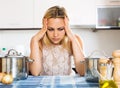 Depressed girl feeling blue indoors Royalty Free Stock Photo