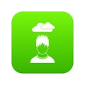 Depressed man with dark cloud over his head icon digital green