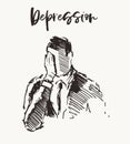 Depressed man emptiness lonelinessn vector a drawn Royalty Free Stock Photo