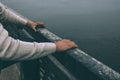 Depressed man is going to jump from bridge. Suicide concept