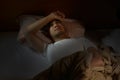 Depressed man suffering from insomnia Royalty Free Stock Photo