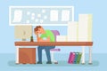 Depressed office worker vector flat style design Royalty Free Stock Photo