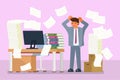 Depressed office worker vector flat style design Royalty Free Stock Photo