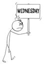 Depressed Person with Wednesday Sign, Vector Cartoon Stick Figure Illustration