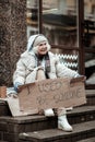 Depressed poor aged woman feeling very unhappy