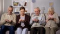 Depressed poor people counting coins, poverty problem, government social support Royalty Free Stock Photo