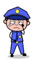 Depressed - Retro Cop Policeman Vector Illustration