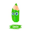 Depressed Sad Green Office Pencil Character