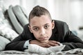Depressed sad young boy looking at you Royalty Free Stock Photo