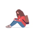 Depressed schoolgirl with backpack crying depression problems stress psychotherapy bullying concept Royalty Free Stock Photo