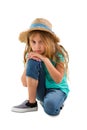 Depressed solemn little girl staring at the camera Royalty Free Stock Photo
