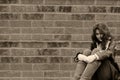 Depressed teen girl homeless Royalty Free Stock Photo