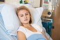 Depressed Teenage Female Patient Lying In Hospital Bed Royalty Free Stock Photo