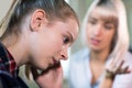 Depressed Teenage Girl Meeting With Counselor Royalty Free Stock Photo