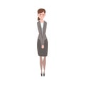 Depressed Unhappy Businesswoman Character in Business Clothes, Front View of Tired or Exhausted Female Manager Vector