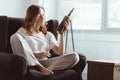 Depressed woman drinking wine at home Royalty Free Stock Photo