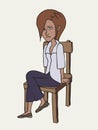 Depressed woman sitting on the chair, isolated vector cartoon
