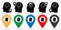 Depression, brain icon in location set. Simple glyph, flat illustration element of marijuana theme icons Royalty Free Stock Photo