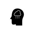 Depression, brain icon. Simple glyph, flat of marijuana icons for ui and ux, website or mobile application