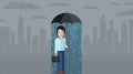 Depression concept - pixel art video game style vector illustration