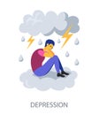 Depression concept on white background, flat design