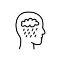 Depression doodle icon, vector color line illustration